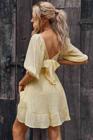 Bubbly Tie-Back Square Neck Mini Dress - MXSTUDIO.COM