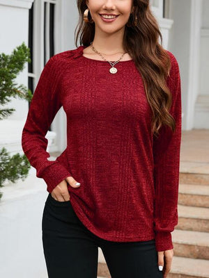 Bubbly Warmth Textured Long Sleeve Knit Top-MXSTUDIO.COM