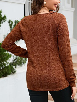 Bubbly Warmth Textured Long Sleeve Knit Top-MXSTUDIO.COM