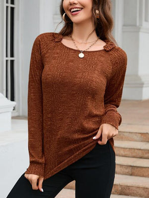 Bubbly Warmth Textured Long Sleeve Knit Top-MXSTUDIO.COM