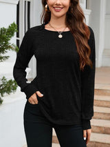 Bubbly Warmth Textured Long Sleeve Knit Top-MXSTUDIO.COM