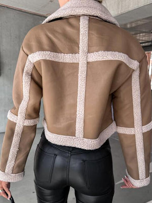 Buckle Closure Fleece Lined Leather Jacket-MXSTUDIO.COM