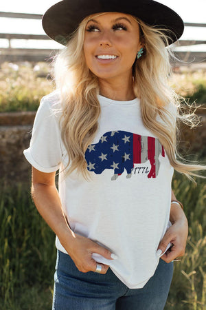 Bull Stars and Stripes American Flag T Shirt - MXSTUDIO.COM