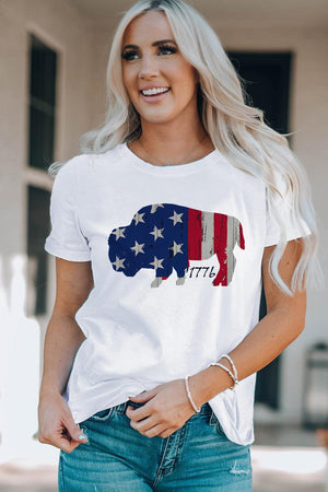 Bull Stars and Stripes American Flag T Shirt - MXSTUDIO.COM