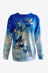 Butterfly Graphic Tie-Dye Sky Blue Sweatshirt - MXSTUDIO.COM