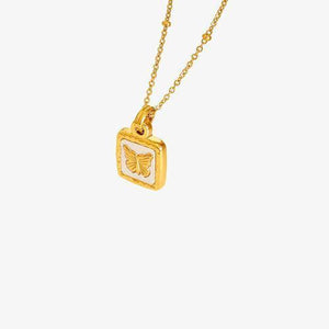 Butterfly Square Pendant 18K Gold-Plated Necklace-MXSTUDIO.COM