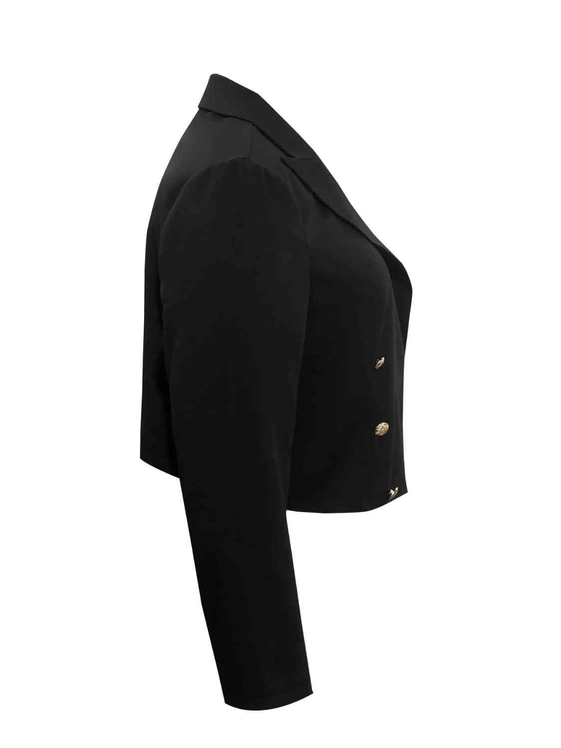 a black jacket with buttons on the shoulders