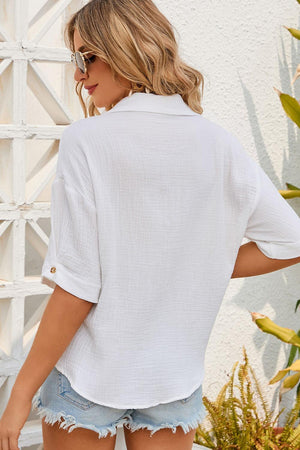 Calm And Comfort White Tie Front Shirt - MXSTUDIO.COM