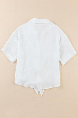 Calm And Comfort White Tie Front Shirt - MXSTUDIO.COM