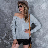 Calm And Warm V-Neck Back Crisscross Sweater - MXSTUDIO.COM