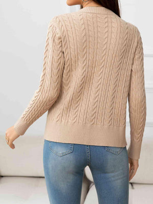 Calm Aura Cable Knit Button Up Cardigan-MXSTUDIO.COM