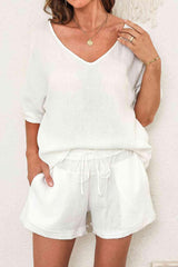 Calm Aura White Shorts and Top Set - MXSTUDIO.COM