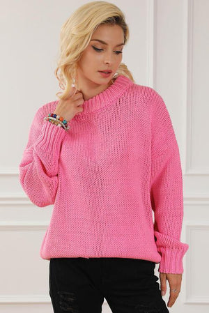 Calm Embrace Crew Neck Knitted Sweater-MXSTUDIO.COM