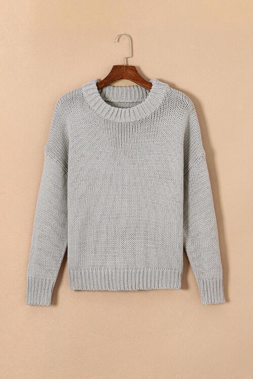 Calm Embrace Crew Neck Knitted Sweater-MXSTUDIO.COM