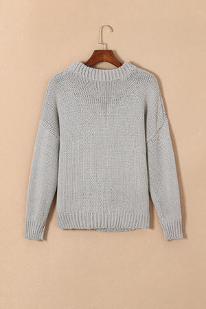 Calm Embrace Crew Neck Knitted Sweater-MXSTUDIO.COM