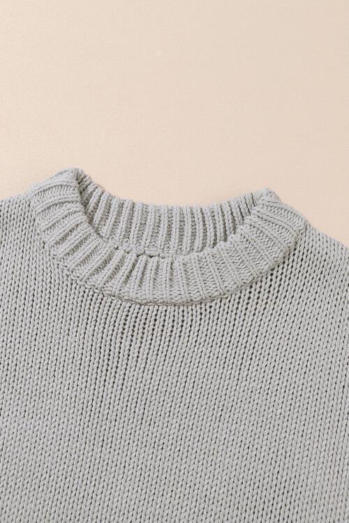 Calm Embrace Crew Neck Knitted Sweater-MXSTUDIO.COM