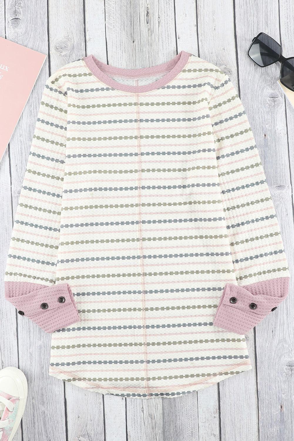 Calm Waffle Knit Cuff Tunic Sweatshirt - MXSTUDIO.COM