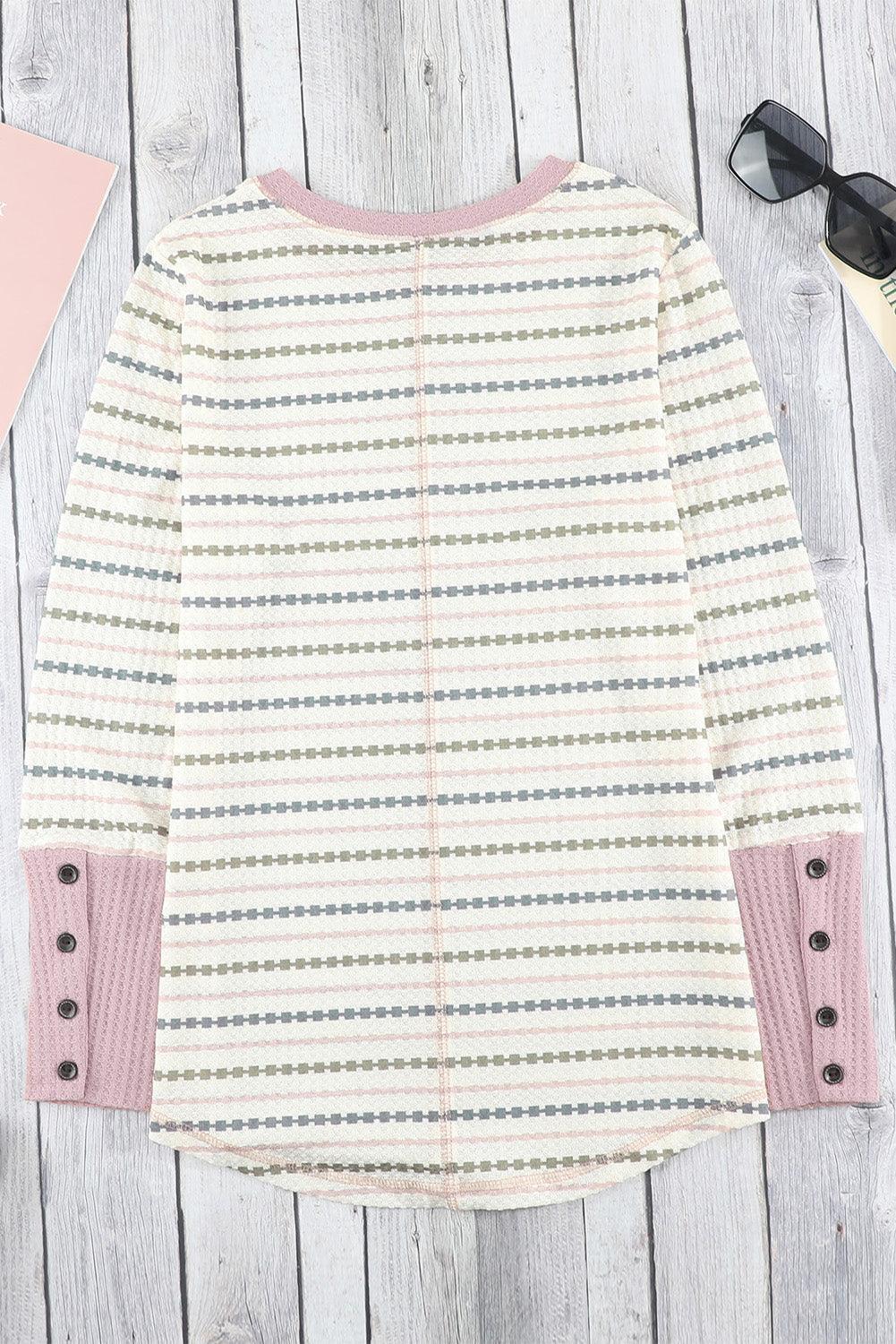 Calm Waffle Knit Cuff Tunic Sweatshirt - MXSTUDIO.COM