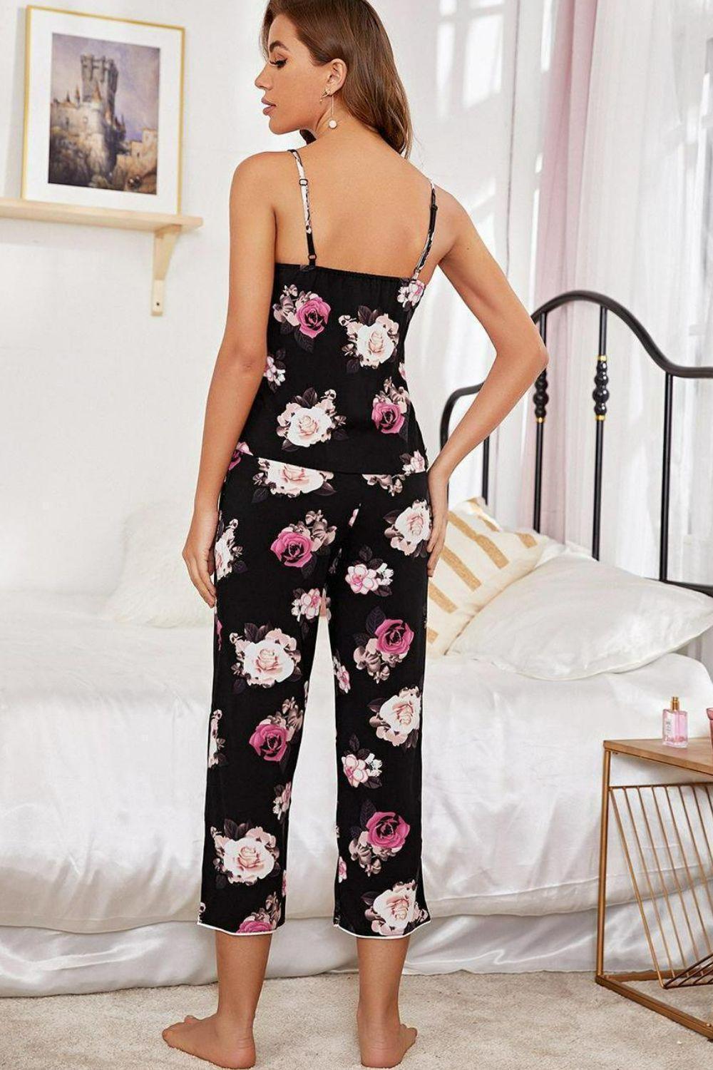Cami and Cropped Pants Floral Lounge Set - MXSTUDIO.COM