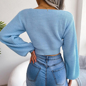 Captivating Cropped Tie-Front Sweater - MXSTUDIO.COM