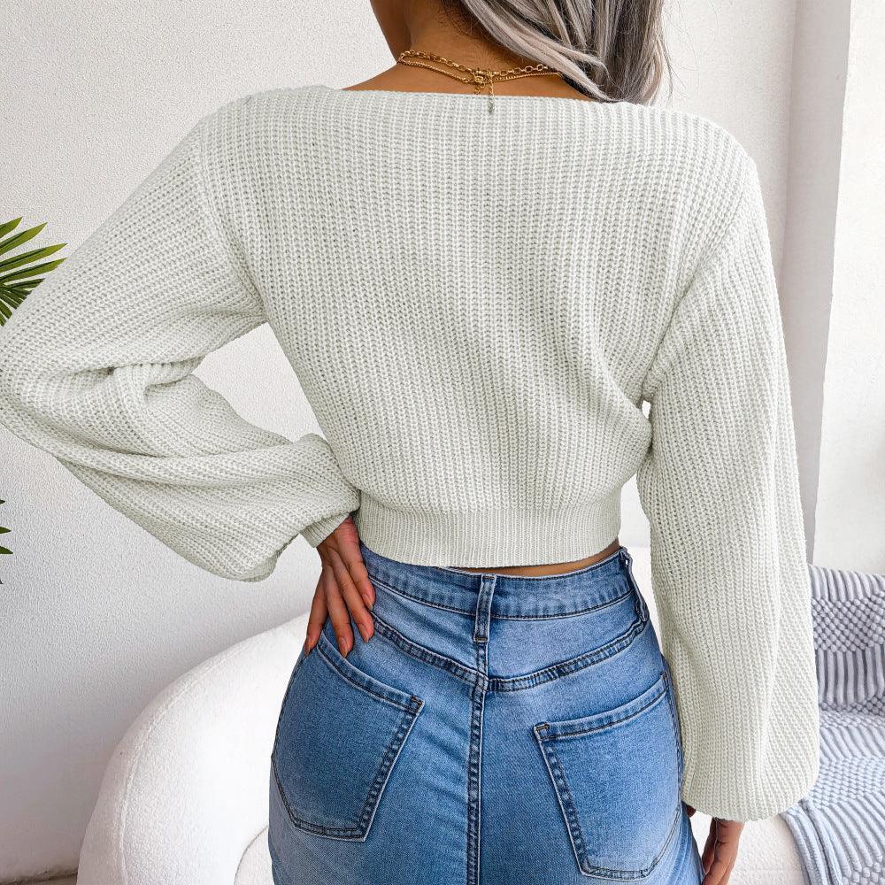 Captivating Cropped Tie-Front Sweater - MXSTUDIO.COM