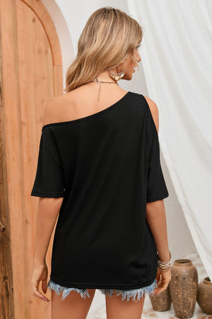 Captivating Flair Black Cold Shoulder Top - MXSTUDIO.COM