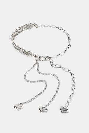 Captivating Heart Charm Silver Chain Belt - MXSTUDIO.COM