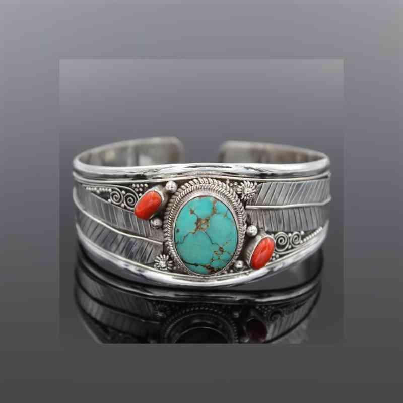 Captivating Turquoise Open Cuff Bracelet-MXSTUDIO.COM