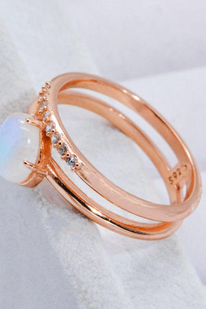 Captivating Zircon Double-Layered Moonstone Ring - MXSTUDIO.COM