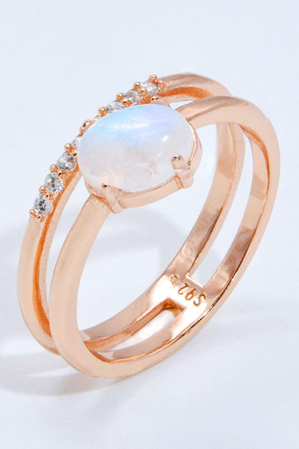 Captivating Zircon Double-Layered Moonstone Ring - MXSTUDIO.COM