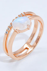 Captivating Zircon Double-Layered Moonstone Ring - MXSTUDIO.COM