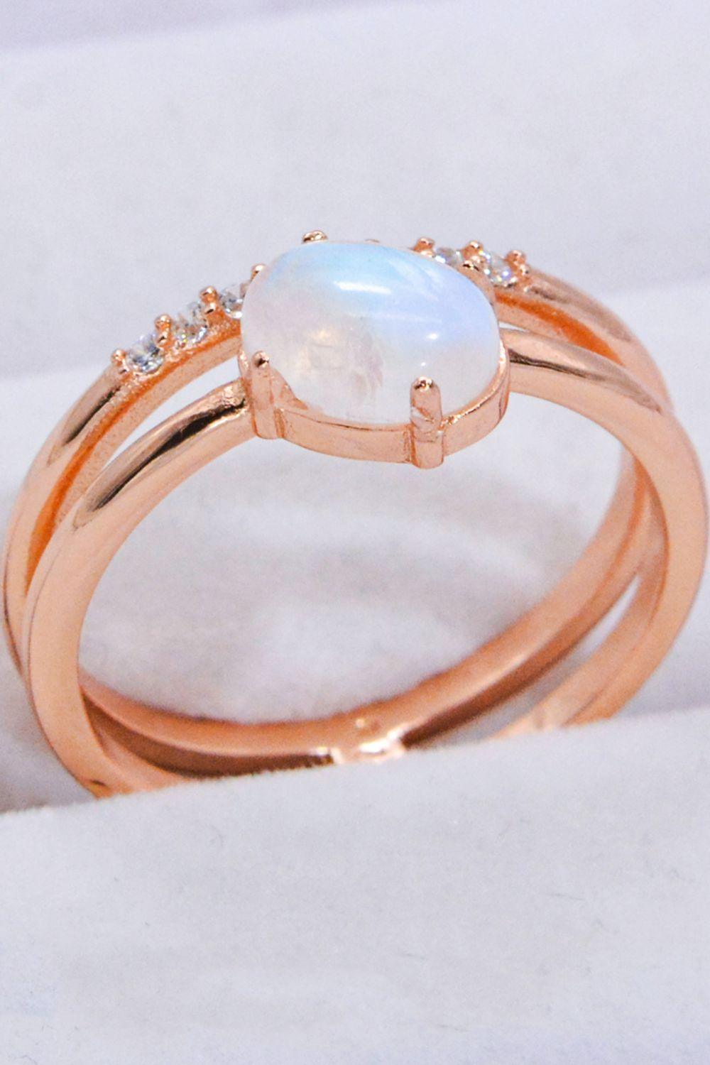 Captivating Zircon Double-Layered Moonstone Ring - MXSTUDIO.COM