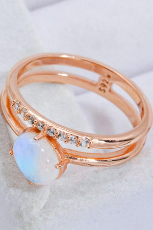 Captivating Zircon Double-Layered Moonstone Ring - MXSTUDIO.COM