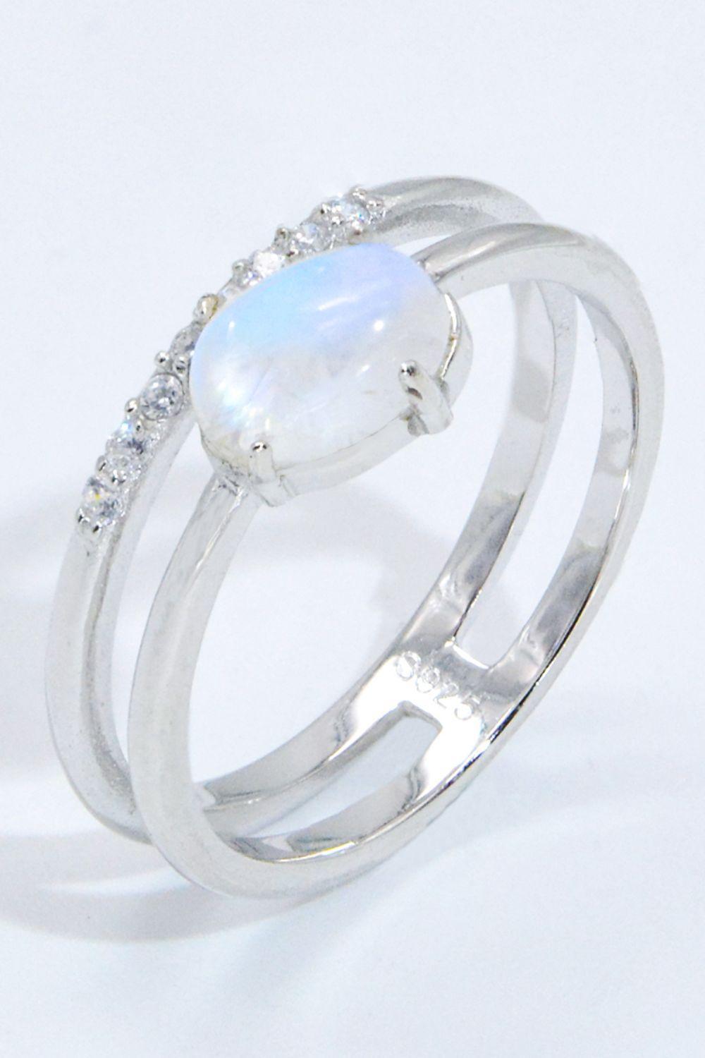Captivating Zircon Double-Layered Moonstone Ring - MXSTUDIO.COM