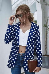 Career Woman Open Front Polka Dot Blazer-MXSTUDIO.COM