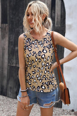 Carefree Crew Neck Leopard Print Tank - MXSTUDIO.COM