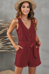 Carefree Tie-Waist Sleeveless Romper - MXSTUDIO.COM