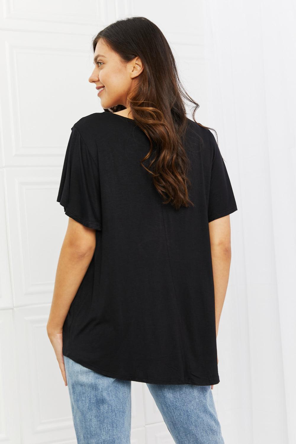 Carefully Embroidered Short Sleeve Black Lace Top - MXSTUDIO.COM
