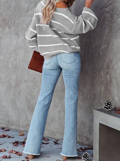 Casual Chic Boat Neck Striped Sweater-MXSTUDIO.COM