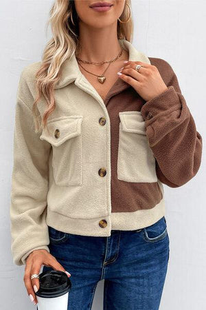 Casual Comfort Color Block Fleece Jacket-MXSTUDIO.COM