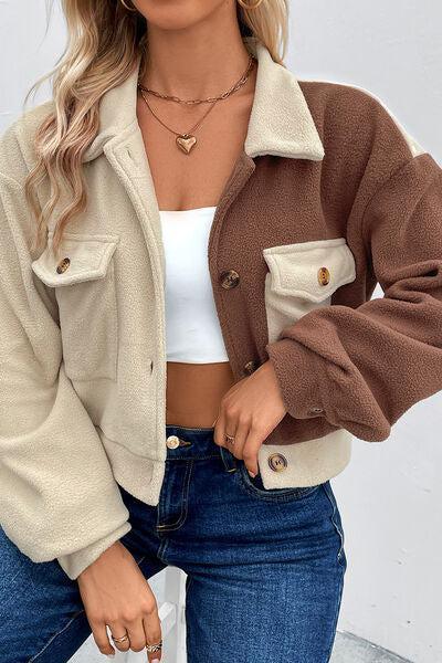 Casual Comfort Color Block Fleece Jacket-MXSTUDIO.COM