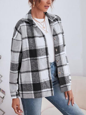 Casual Embrace Plaid Button Up Jacket-MXSTUDIO.COM