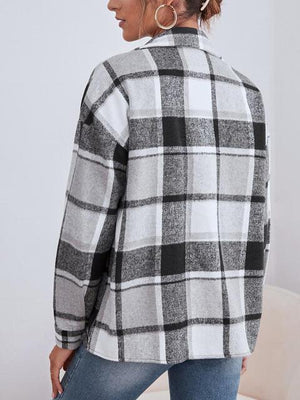 Casual Embrace Plaid Button Up Jacket-MXSTUDIO.COM