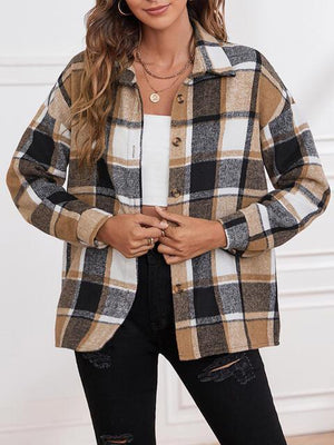 Casual Embrace Plaid Button Up Jacket-MXSTUDIO.COM