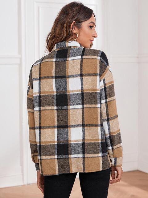 Casual Embrace Plaid Button Up Jacket-MXSTUDIO.COM