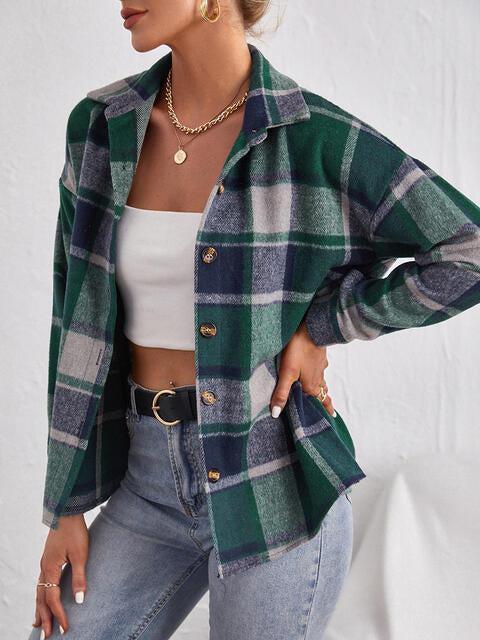 Casual Embrace Plaid Button Up Jacket-MXSTUDIO.COM