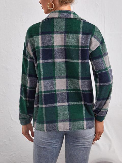 Casual Embrace Plaid Button Up Jacket-MXSTUDIO.COM