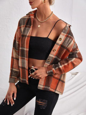 Casual Embrace Plaid Button Up Jacket-MXSTUDIO.COM