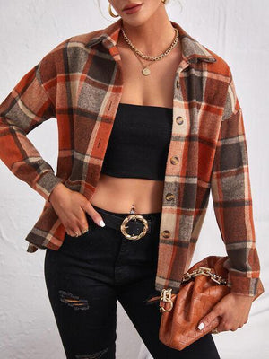 Casual Embrace Plaid Button Up Jacket-MXSTUDIO.COM