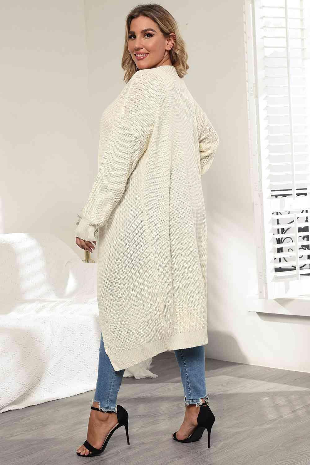 Casual Relaxed Plus Size Open Front Cardigan - MXSTUDIO.COM